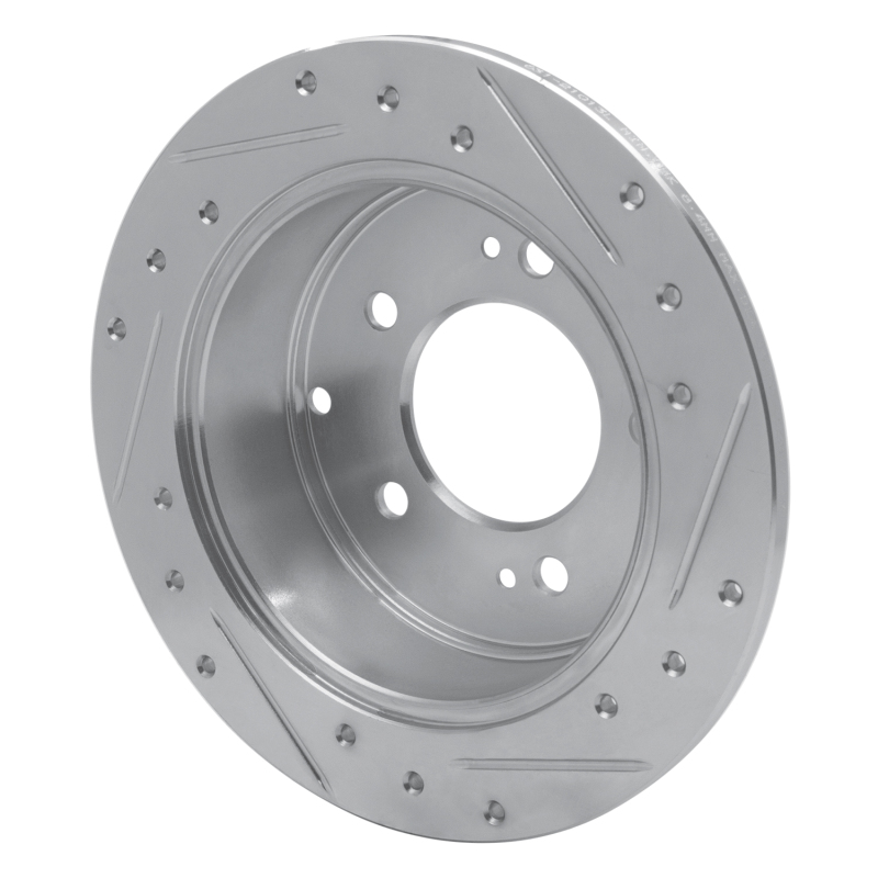 Kia Forte5 Brake Rotor (1) - Rear Left - R1 Concepts - Drilled & Slotted - Silver - `10-`13